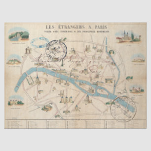 Paris Monument Map Guide  Frans Postmark Tissuepapier
