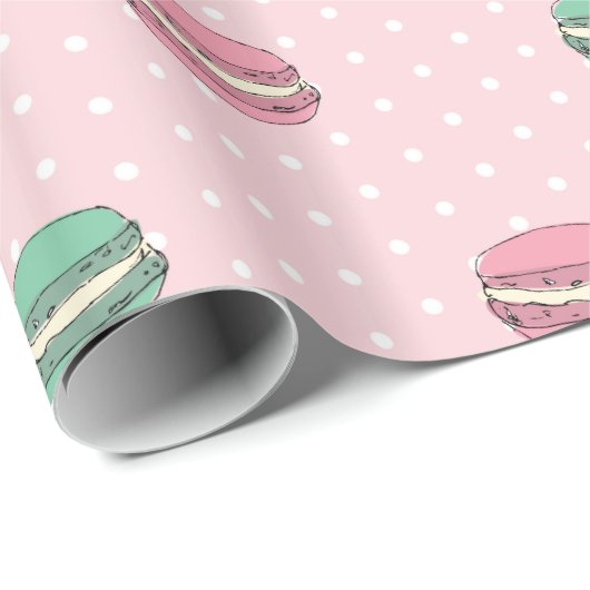 Paris Moon Macaron en polkadots Cadeaupapier (Rol Hoek)