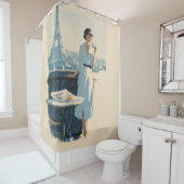 Paris Morning Coffee Elegance Douchegordijn (In situ)