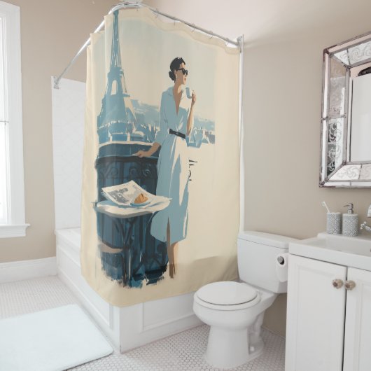 Paris Morning Coffee Elegance Douchegordijn (In situ)