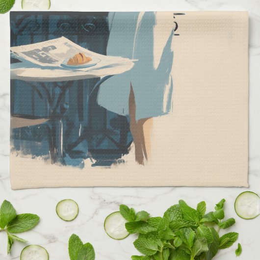 Paris Morning Coffee Elegance Theedoek (Gevouwen)