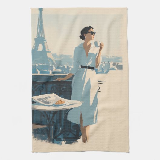 Paris Morning Coffee Elegance Theedoek (Verticaal)