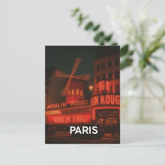 Paris Moulin Rouge Briefkaart (Staand voorkant)