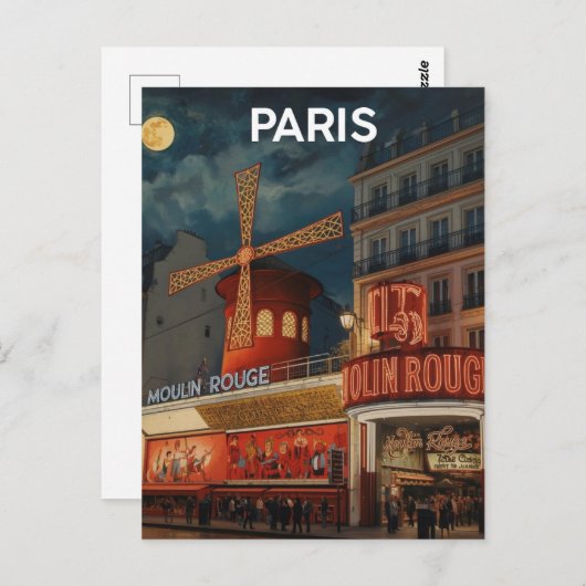 Paris Moulin Rouge Briefkaart (Voorkant / Achterkant)