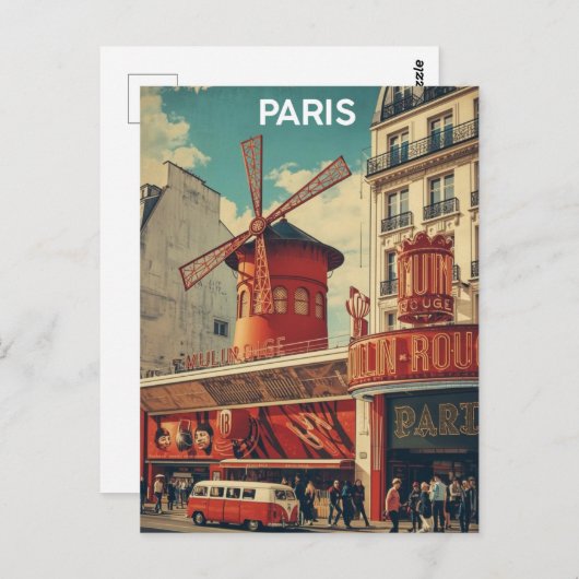 Paris Moulin Rouge Briefkaart (Voorkant / Achterkant)