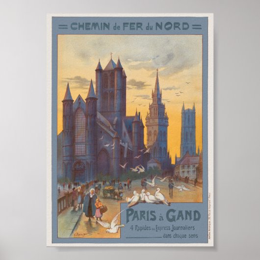 Paris naar Gent Oude Poster 1892 (Voorkant)