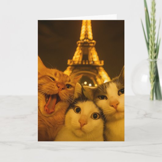 Paris Nacht Kat Selfie Squad Liefhebber            Kaart (Voorkant)