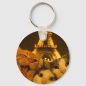 Paris Nacht Kat Selfie Squad Liefhebber Sleutelhanger (Achterkant)