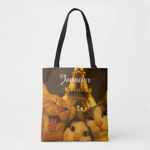 Paris Nacht Kat Selfie Squad Liefhebber Tote Bag