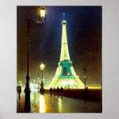 Paris natte avond Eiffel toWer Impressionisme Poster (Voorkant)