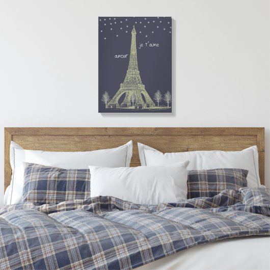 Paris Night Canvas Afdruk (Insitu (Slaapkamer))