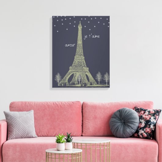 Paris Night Canvas Afdruk (Insitu (Woonkamer))
