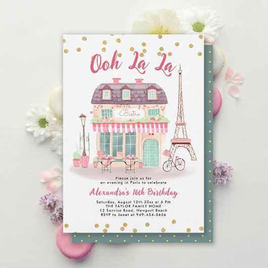 Paris Night Eiffel Bistro Roze Groen Zoet 16 Kaart