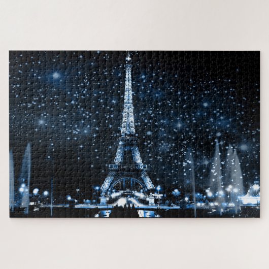 Paris Night Eiffel Tower Legpuzzel (Horizontaal)