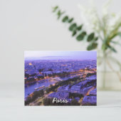 Paris night seine, Parijs, Frankrijk Briefkaart (Staand voorkant)
