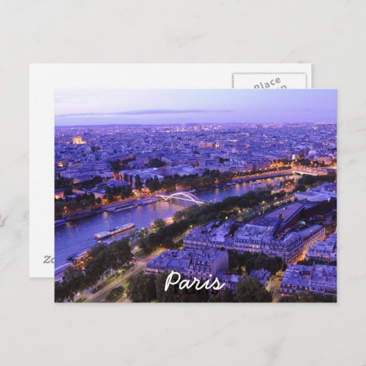 Paris night seine, Parijs, Frankrijk Briefkaart (Voorkant / Achterkant)