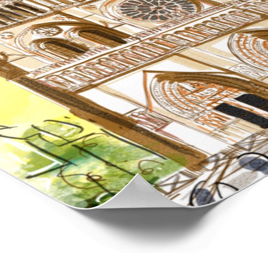 Paris Notre Dame Cathedral Poster (Hoek)