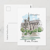 Paris Notre Dame Sketch Design Briefkaart (Voorkant / Achterkant)