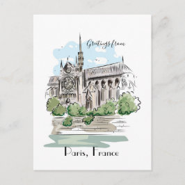 Paris Notre Dame Sketch Design Briefkaart
