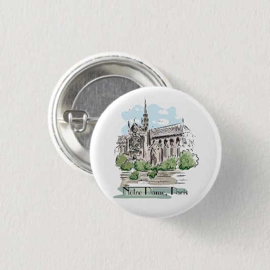 Paris Notre Dame Sketch Design Button (Voorkant /achterkant)