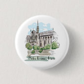 Paris Notre Dame Sketch Design Button (Voorkant)