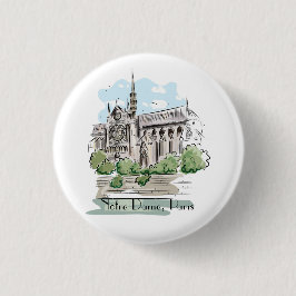 Paris Notre Dame Sketch Design Button