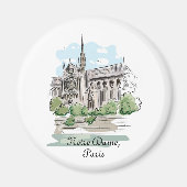 Paris Notre Dame Sketch Design Magnet (Voorkant)