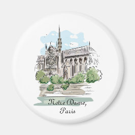 Paris Notre Dame Sketch Design Magnet