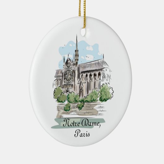 Paris Notre Dame Sketch Design Ornament (Rechts)