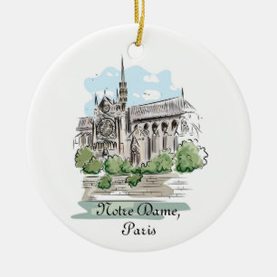 Paris Notre Dame Sketch Design Ornament