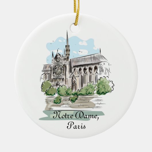 Paris Notre Dame Sketch Design Ornament (Voorkant)