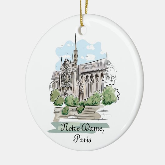 Paris Notre Dame Sketch Design Ornament (Links)