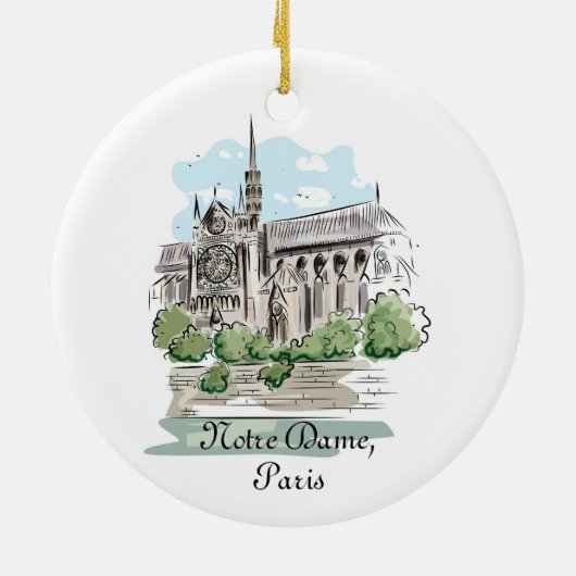 Paris Notre Dame Sketch Design Ornament (Achterkant)