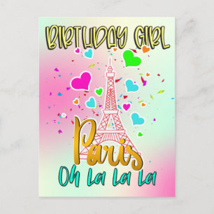 Paris Oh Lala Birthday Girl Eiffel Tower Matching Briefkaart