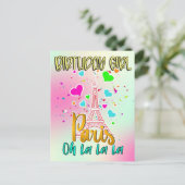 Paris Oh Lala Birthday Girl Eiffel Tower Matching Briefkaart (Staand voorkant)