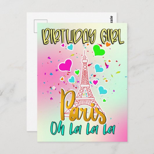 Paris Oh Lala Birthday Girl Eiffel Tower Matching Briefkaart (Voorkant / Achterkant)