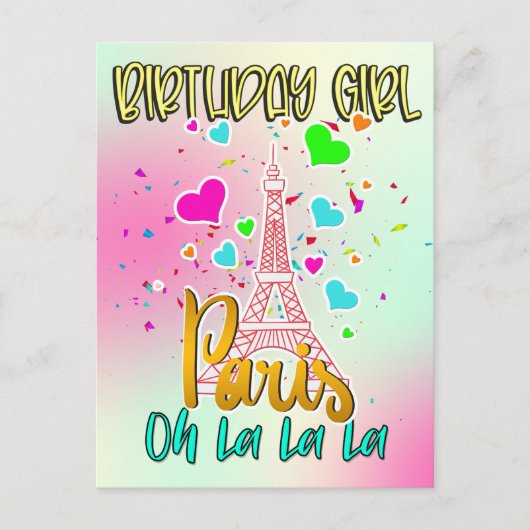 Paris Oh Lala Birthday Girl Eiffel Tower Matching Briefkaart (Voorkant)
