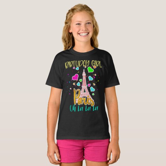 Paris Oh Lala Birthday Girl Eiffel Tower Matching T-shirt (Voorkant volledig)
