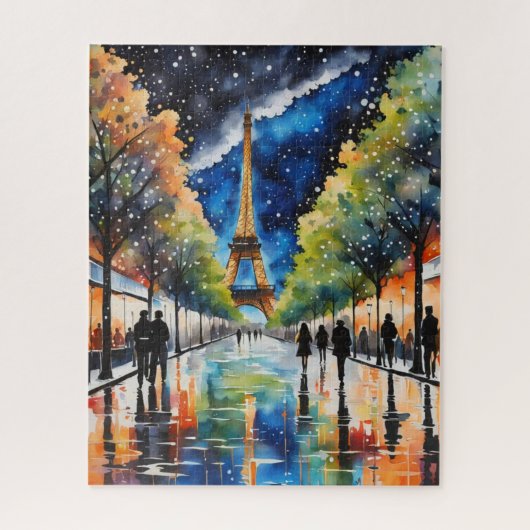 PARIS on a rainy day. Eiffel Tower, Starry Night Legpuzzel (Verticaal)