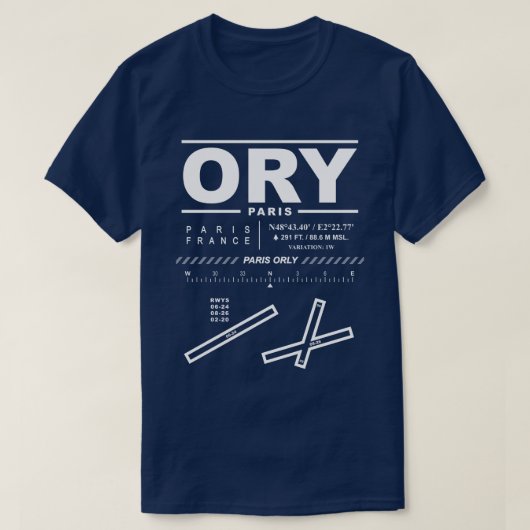 Paris Orly Airport ORY T-Shirt (Design voorkant)