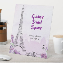 Paris Paars Iris French Event of Party Welcome Reclamebord Met Voetstuk