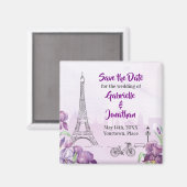 Paris Paars Iris French Save the Date Magneet (Voorkant / Achterkant)