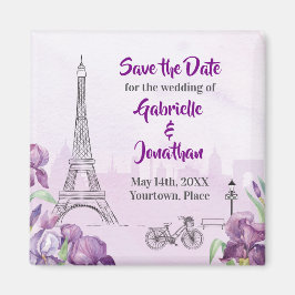 Paris Paars Iris French Save the Date Magneet