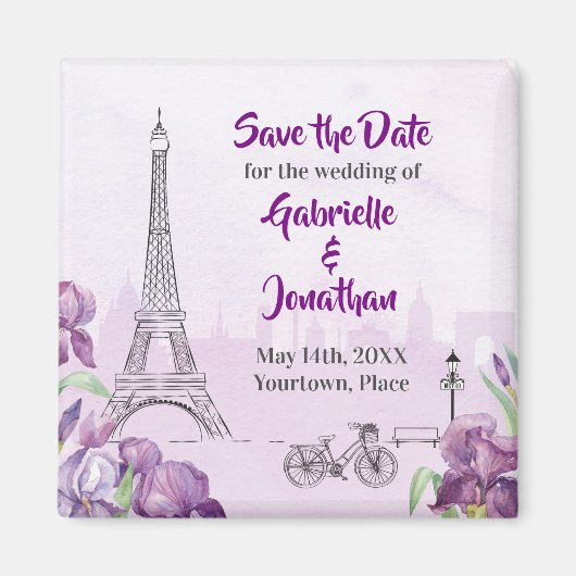 Paris Paars Iris French Save the Date Magneet (Voorkant)