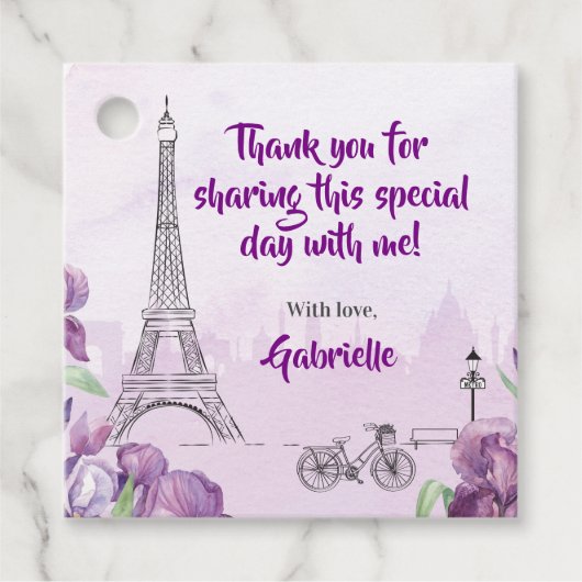 Paris Paarse iris Frans Dank u Bedankjes Labels (Voorkant)