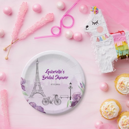 Paris Paarse Iris Frans Papieren Bordje (Feest)