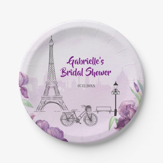 Paris Paarse Iris Frans Papieren Bordje (Voorkant)