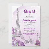 Paris Paarse Iris French Bridal Shower Kaart (Voorkant)