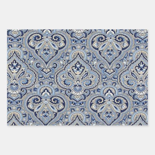 Paris Paisley Indigo Inpakpapier Vel (Voorkant 3)