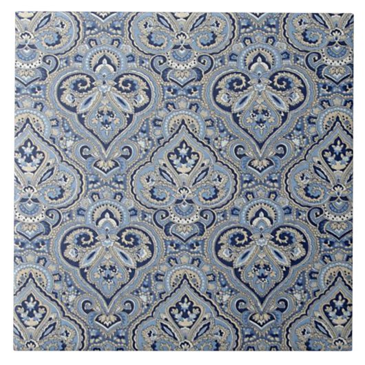Paris Paisley Indigo Tegeltje (Voorkant)